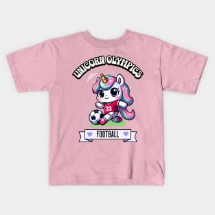 Football Unicorn Olympics ⚽🦄 - Goal! Score with Cuteness! Kids T-Shirt